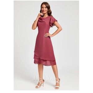 JJs House Dress Chiffon Cocktail A Line Womens 8 NWT Cinnamon Rose Mauve
